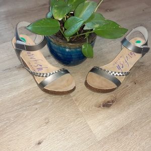 Blowfish Malibu Silver Wedge Platform Sandals